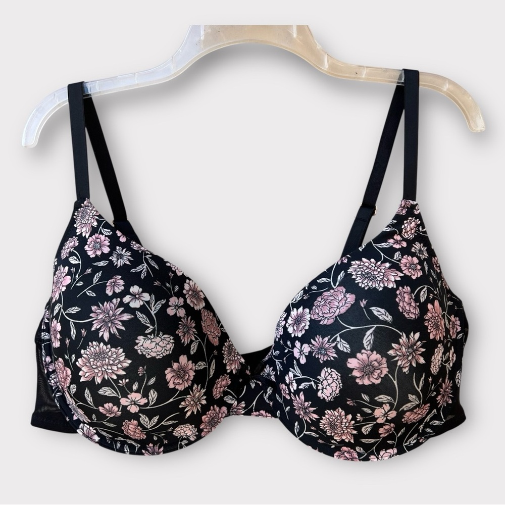 Marilyn Monroe black floral padded underwire bra